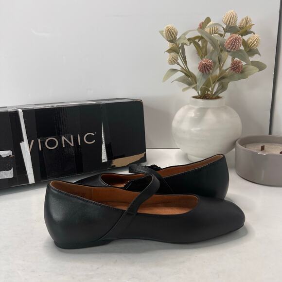 Vionic Alameda Leather Mary Jane Flats Shoes Black I8661L1001 Women's 5 Wide NWB - Picture 7 of 11